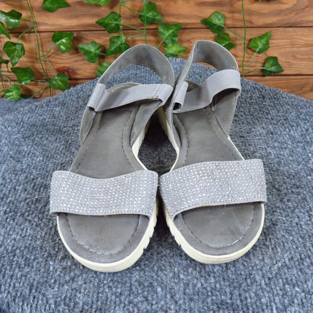 Yellow Box Jossie Women Wedge Sandals Size 6 Casual Comfort Gray Rhinestone - Picture 2 of 6